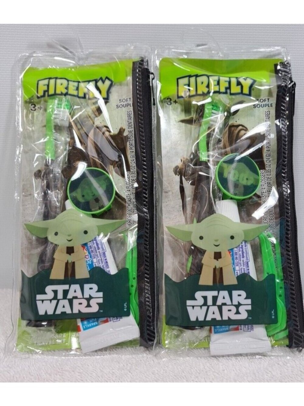 Firefly Star Wars‎ Yoda Oral Care Travel Kit 2 Pack Toothbrush Paste Flossers